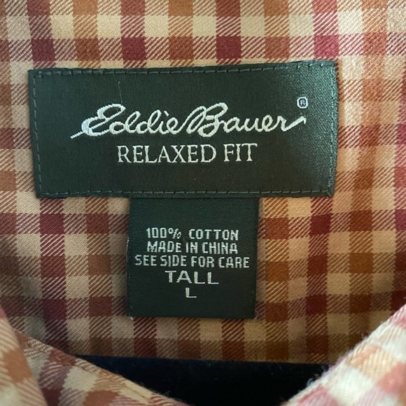 Eddie Bauer men’s relaxed fit plaid long sleeve button down shirt size large - Picture 3 of 4